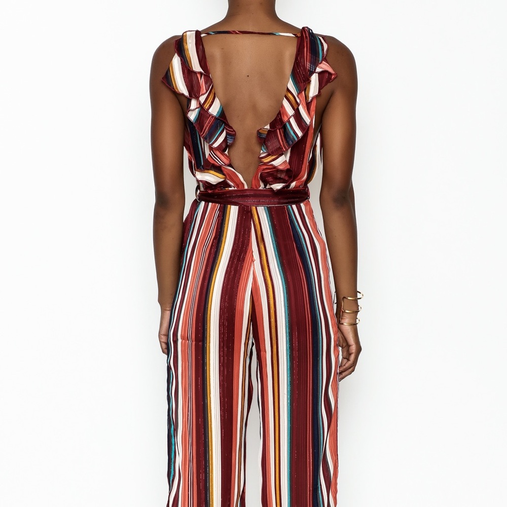 Striped jumper suit